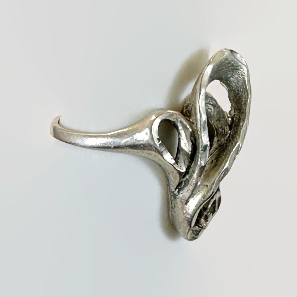 Vintage Modern Ring Sterling Silver:  70s Organic Diamond Cut Contemporary - Picture 4 of 5